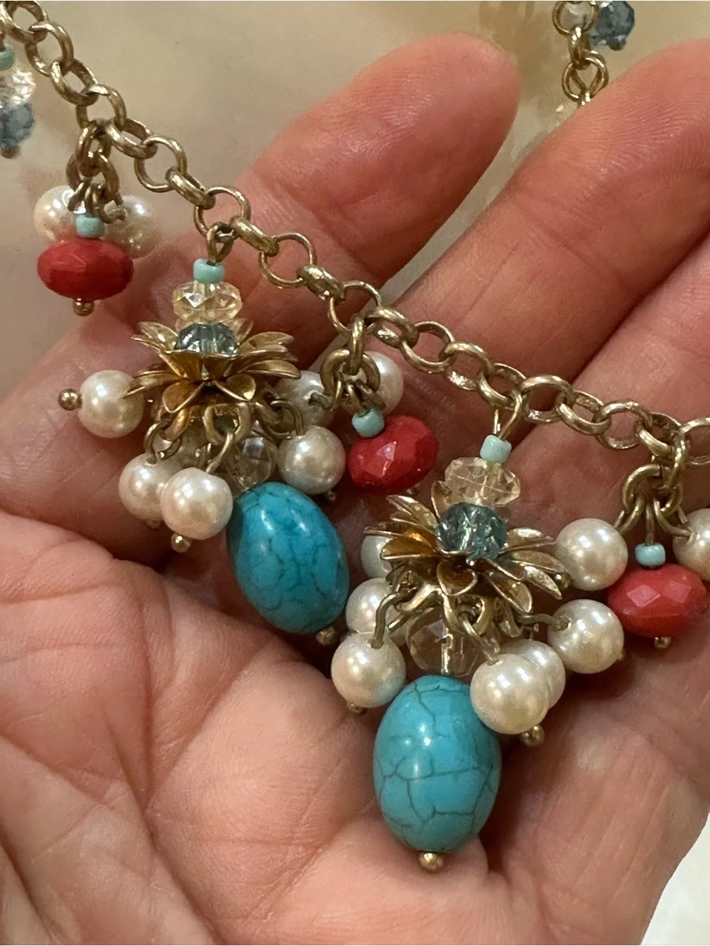 Talbot’s Boho Cluster 16” L Statement Necklace & Matching Earrings Set